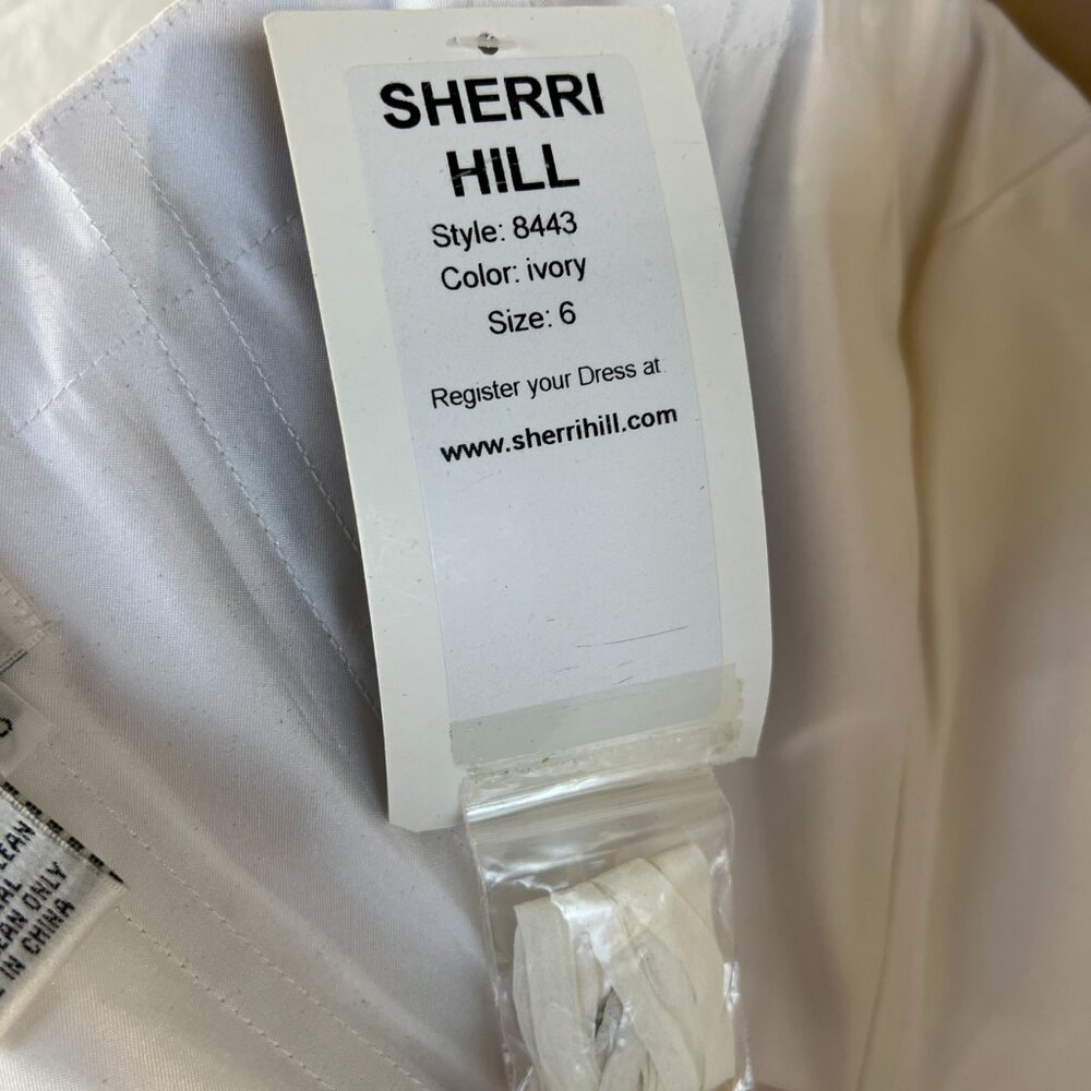 NWT Sherri Hill 8443 White Gold Strapless Formal Dress $278 - Picture 8 of 10